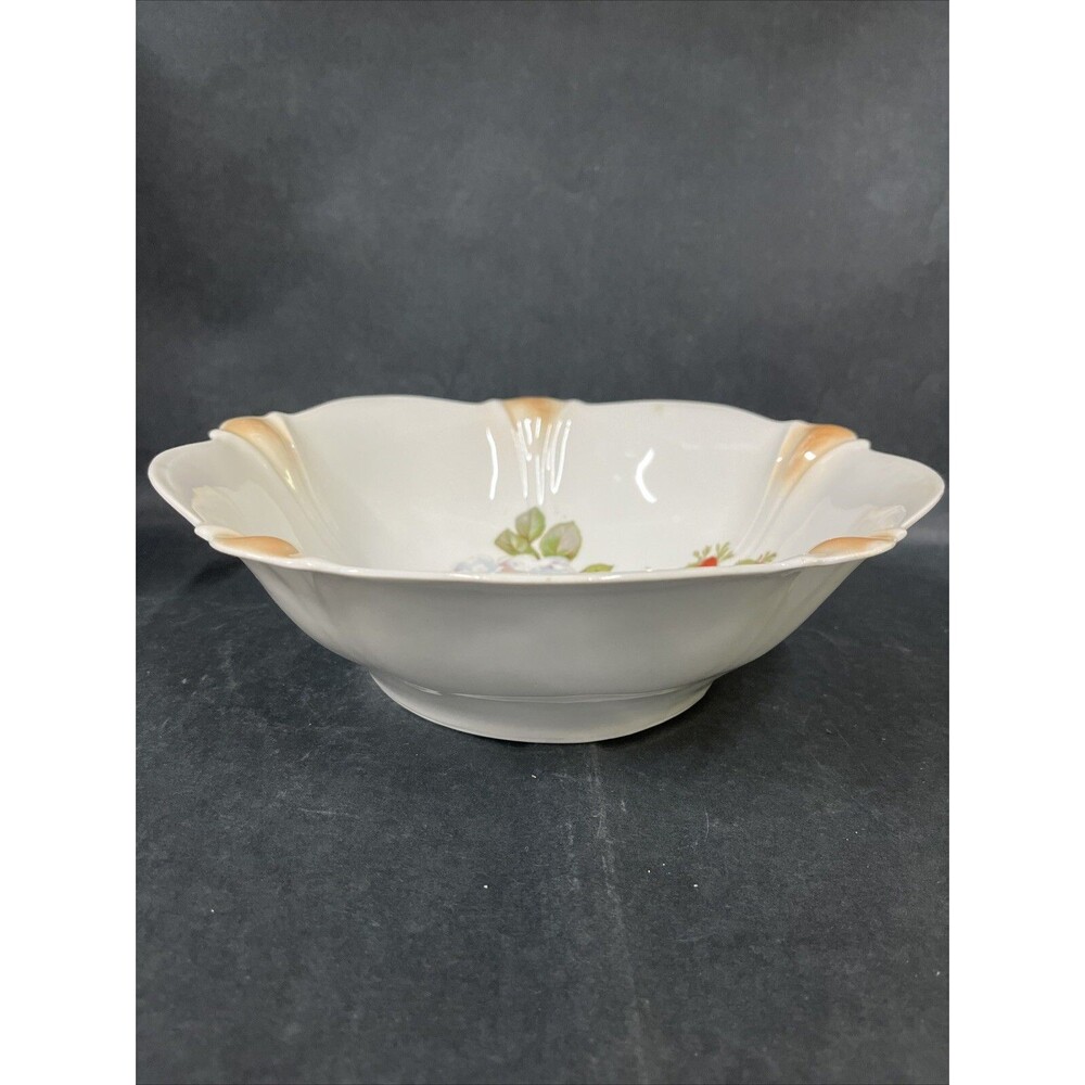 Antique‎ Porcelain Floral Serving Bowl 10.5” Hand Painted Made in Germany - Picture 2 of 16